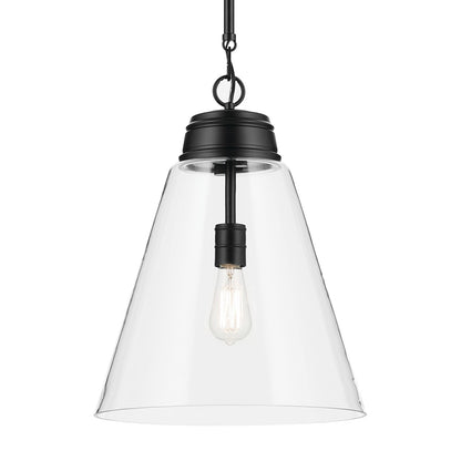 Kichler Marsailli 20in 1-Light Pendant | Traditional Black and Clear Glass | Kitchen Island | 19.75 x 15.75 in | Model 52662BKCLR