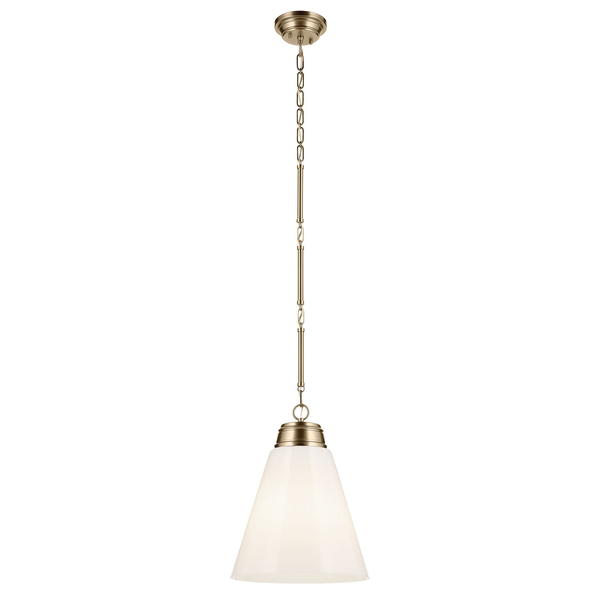 Kichler Marsailli 20in 1-Light Pendant | Champagne Bronze and Cased Opal Glass | Kitchen Island & Dining Room | 19 x 16 in | Model 52662CPZ