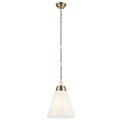 Kichler Marsailli 20in 1-Light Pendant | Champagne Bronze and Cased Opal Glass | Kitchen Island & Dining Room | 19 x 16 in | Model 52662CPZ