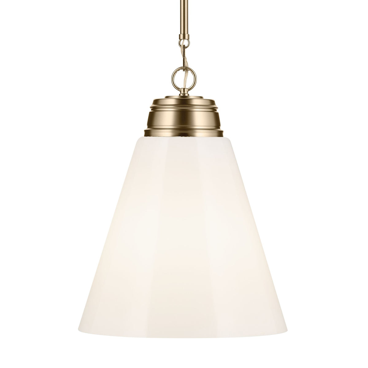 Kichler Marsailli 20in 1-Light Pendant | Champagne Bronze and Cased Opal Glass | Kitchen Island & Dining Room | 19 x 16 in | Model 52662CPZ