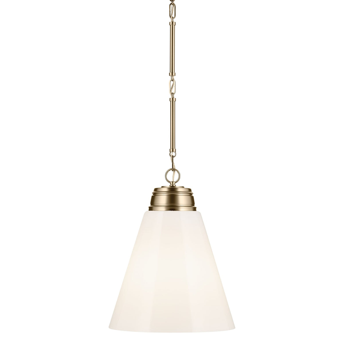 Kichler Marsailli 20in 1-Light Pendant | Champagne Bronze and Cased Opal Glass | Kitchen Island & Dining Room | 19 x 16 in | Model 52662CPZ