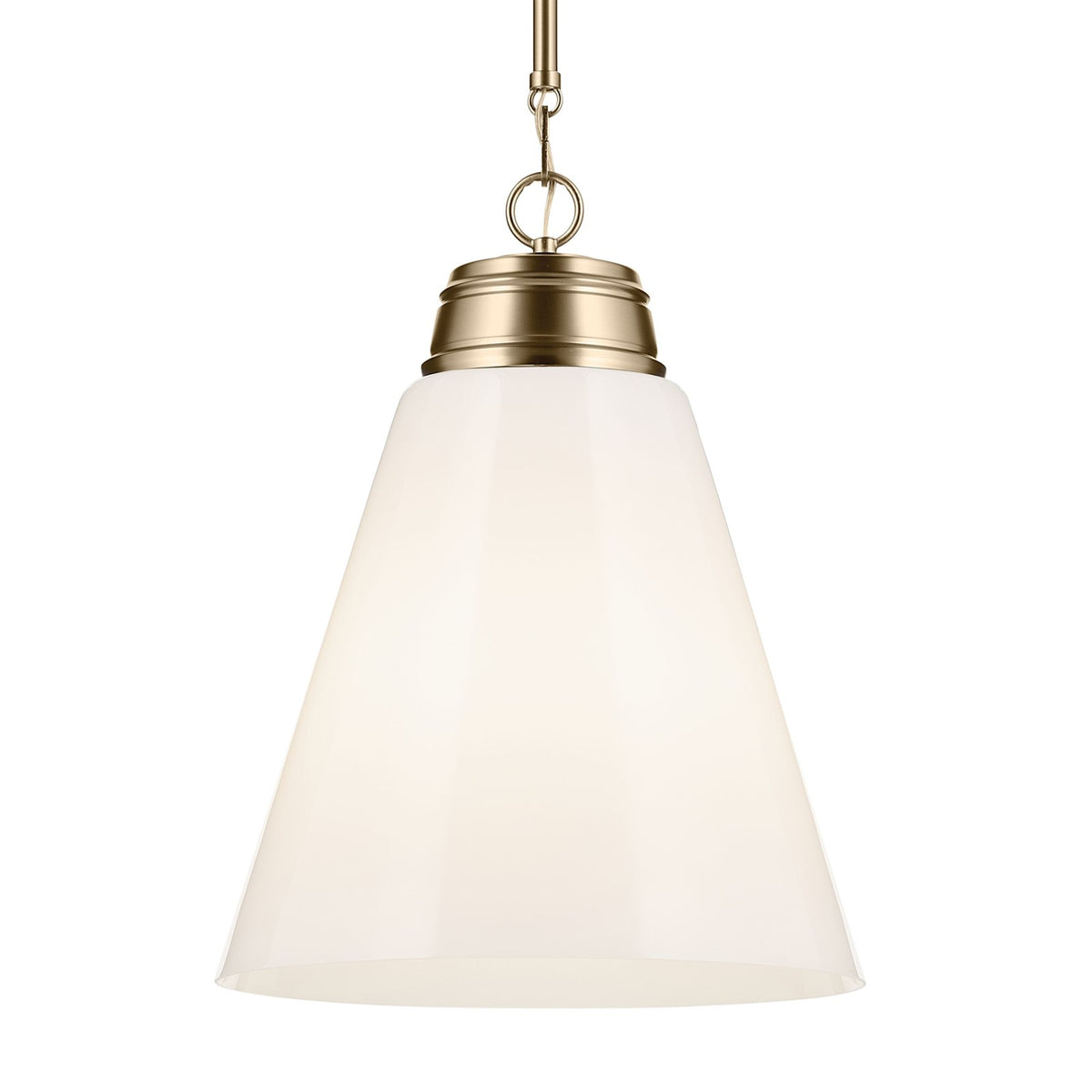 Kichler Marsailli 20in 1-Light Pendant | Champagne Bronze and Cased Opal Glass | Kitchen Island & Dining Room | 19 x 16 in | Model 52662CPZ