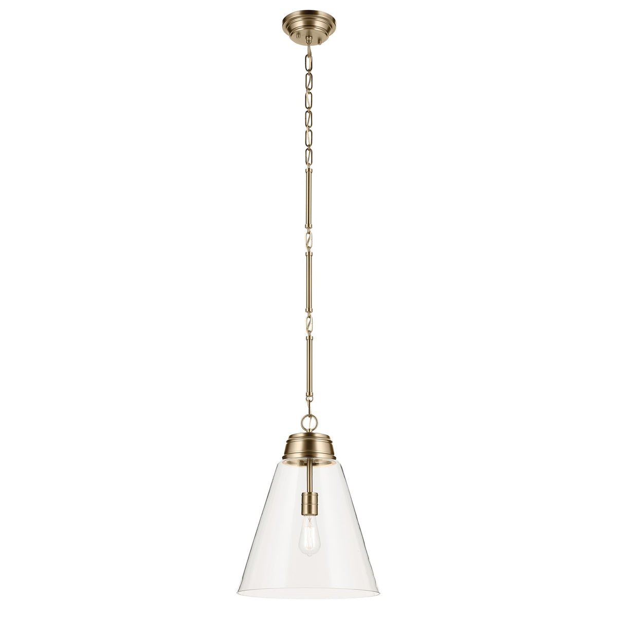 Kichler Marsailli 20in 1-Light Pendant | Traditional Champagne Bronze and Clear Glass | Kitchen Island & Dining Room | Model 52662CPZCLR