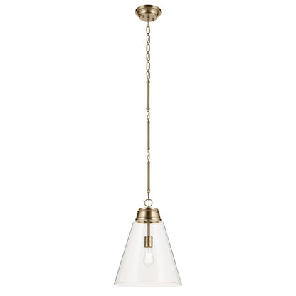 Kichler Marsailli 20in 1-Light Pendant | Traditional Champagne Bronze and Clear Glass | Kitchen Island & Dining Room | Model 52662CPZCLR