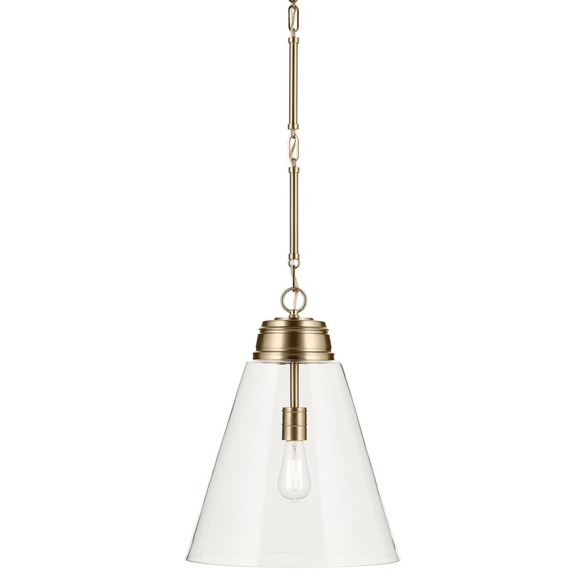 Kichler Marsailli 20in 1-Light Pendant | Traditional Champagne Bronze and Clear Glass | Kitchen Island & Dining Room | Model 52662CPZCLR