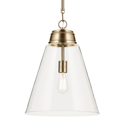 Kichler Marsailli 20in 1-Light Pendant | Traditional Champagne Bronze and Clear Glass | Kitchen Island & Dining Room | Model 52662CPZCLR