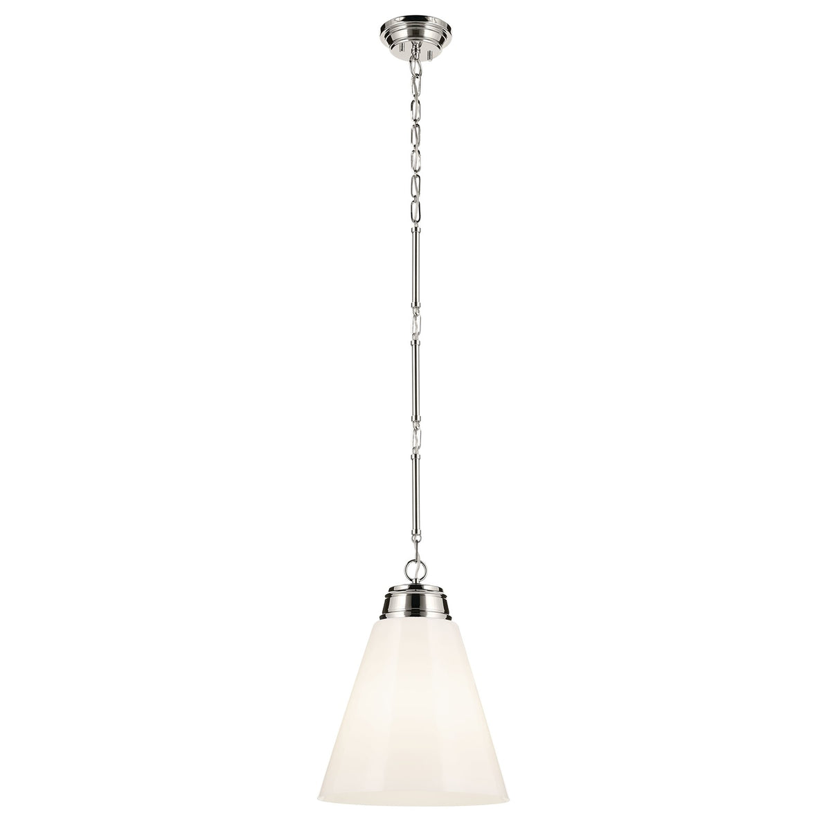 Kichler Marsailli 20in 1-Light Pendant | Traditional Polished Nickel and Cased Opal Glass | Kitchen Island | 19.75 x 15.75 in | Model 52662PN