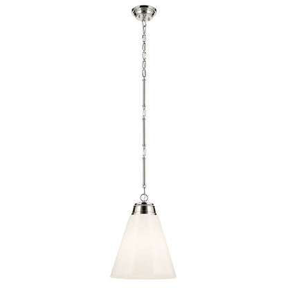 Kichler Marsailli 20in 1-Light Pendant | Traditional Polished Nickel and Cased Opal Glass | Kitchen Island | 19.75 x 15.75 in | Model 52662PN
