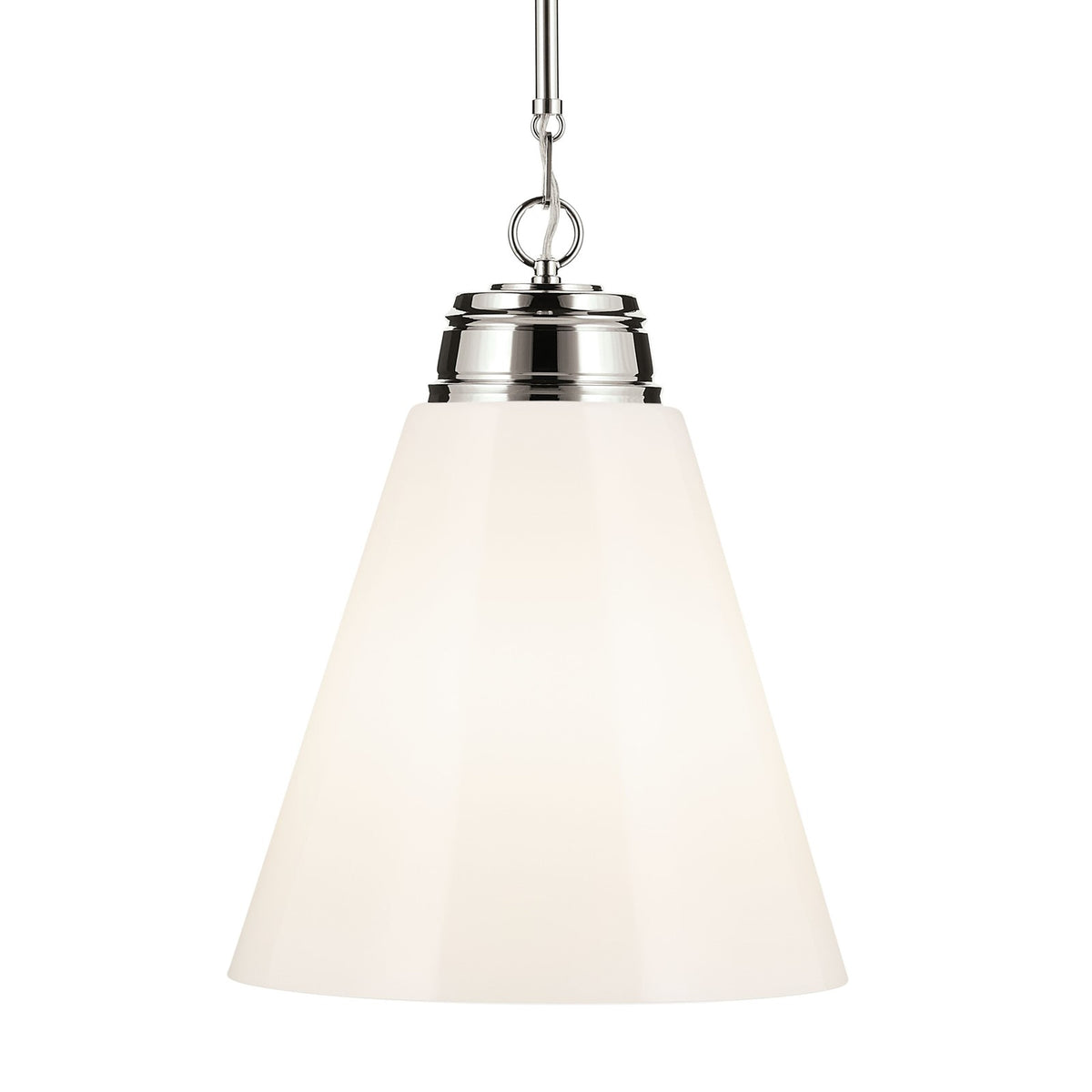 Kichler Marsailli 20in 1-Light Pendant | Traditional Polished Nickel and Cased Opal Glass | Kitchen Island | 19.75 x 15.75 in | Model 52662PN