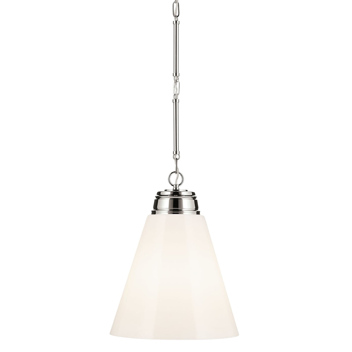 Kichler Marsailli 20in 1-Light Pendant | Traditional Polished Nickel and Cased Opal Glass | Kitchen Island | 19.75 x 15.75 in | Model 52662PN