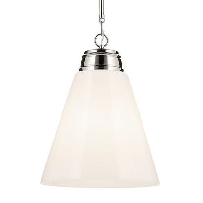 Kichler Marsailli 20in 1-Light Pendant | Traditional Polished Nickel and Cased Opal Glass | Kitchen Island | 19.75 x 15.75 in | Model 52662PN