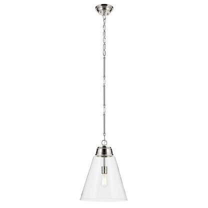 Kichler Marsailli 20in 1-Light Pendant | Traditional Polished Nickel and Clear Glass | Kitchen Island & Dining Room | Model 52662PNCLR