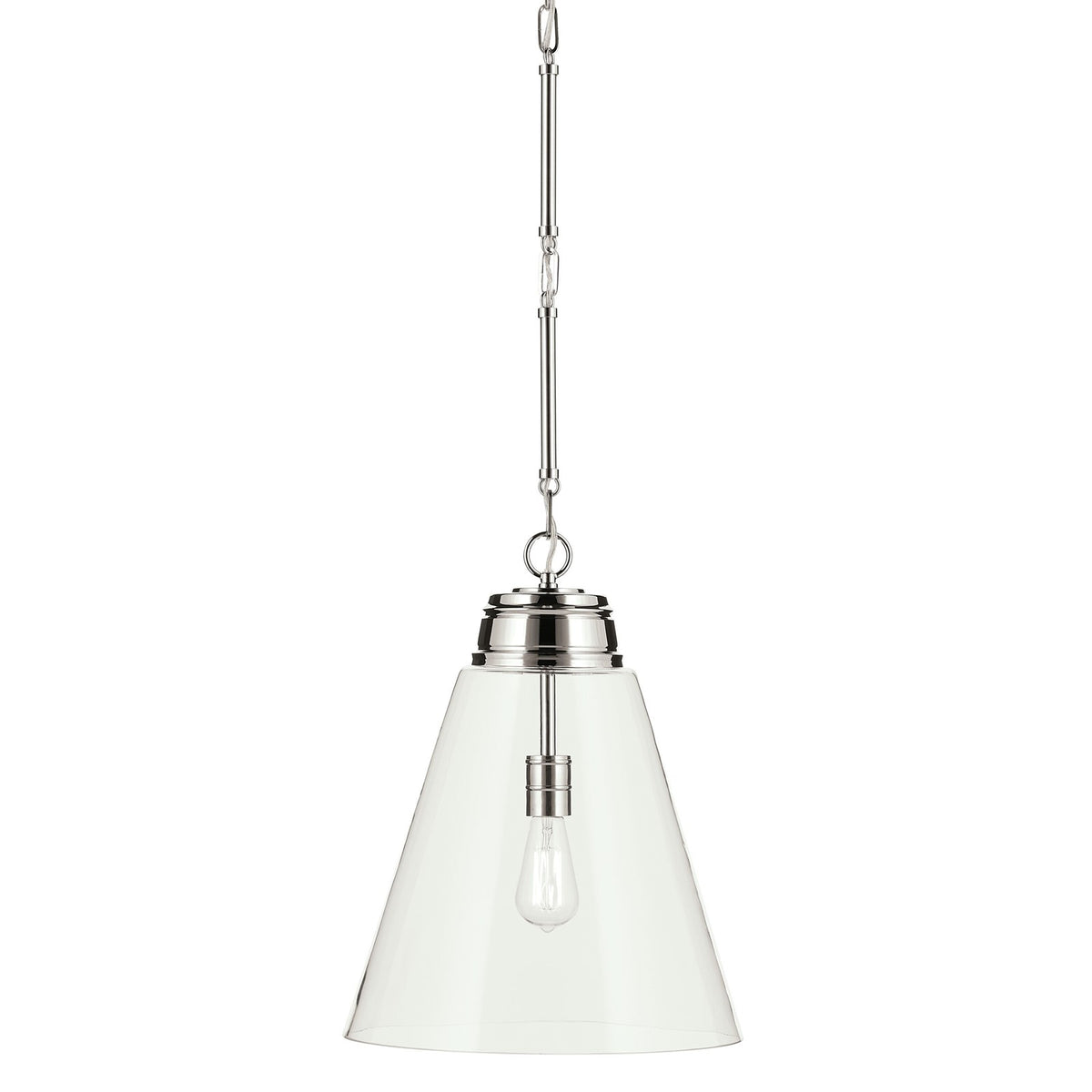 Kichler Marsailli 20in 1-Light Pendant | Traditional Polished Nickel and Clear Glass | Kitchen Island & Dining Room | Model 52662PNCLR
