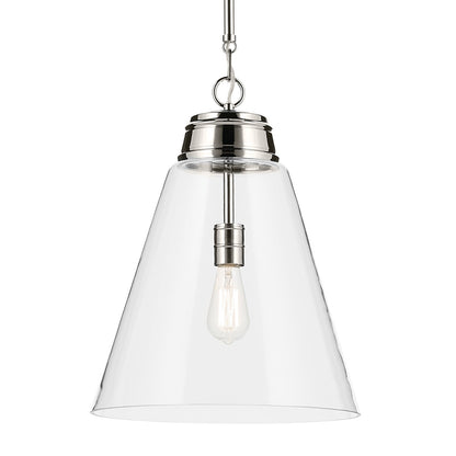 Kichler Marsailli 20in 1-Light Pendant | Traditional Polished Nickel and Clear Glass | Kitchen Island & Dining Room | Model 52662PNCLR