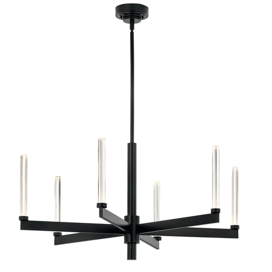 Kichler Sycara 20in 6-Light Chandelier | Modern Black and Clear Optical Crystal | Dining Room & Living Room | 20 in H | Model 52667BK