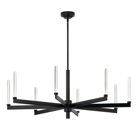 Kichler Sycara 20in 8-Light LED Chandelier | Modern Black and Clear Optical Crystal | Dining Room & Living Room | 20 x 20 x 20 in | Model 52668BK