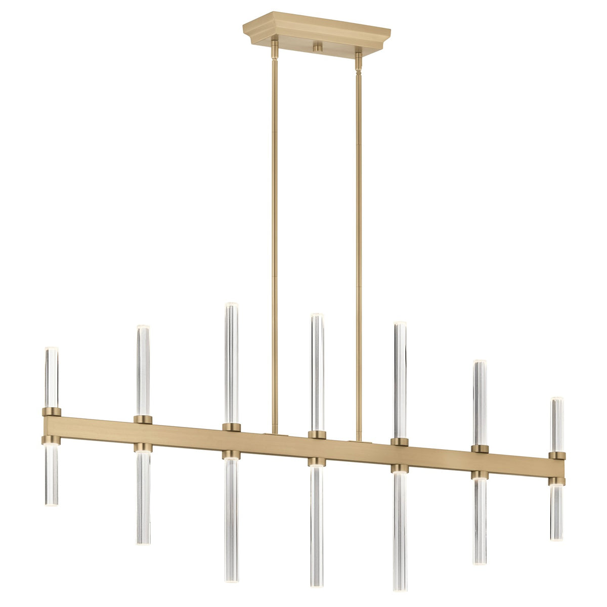 Kichler Sycara 48in 14-Light Linear Chandelier | Modern Champagne Bronze Steel & Clear Crystal | Dining Room & Living Room | Model 52670CPZ