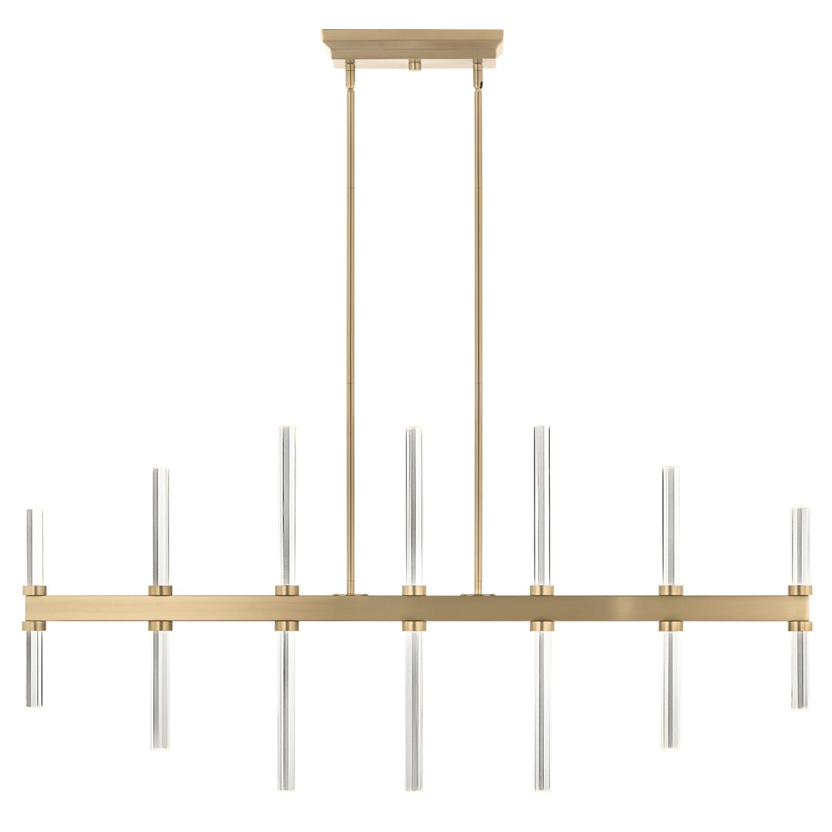 Kichler Sycara 48in 14-Light Linear Chandelier | Modern Champagne Bronze Steel & Clear Crystal | Dining Room & Living Room | Model 52670CPZ