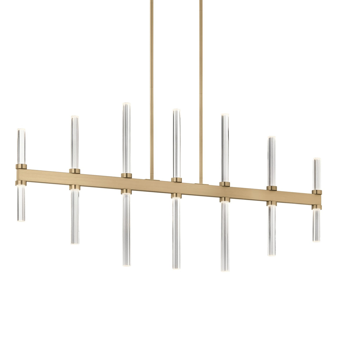 Kichler Sycara 48in 14-Light Linear Chandelier | Modern Champagne Bronze Steel & Clear Crystal | Dining Room & Living Room | Model 52670CPZ