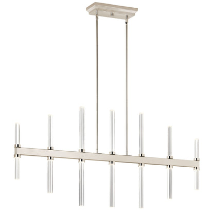 Kichler Sycara 48in 14-Light Linear Chandelier | Polished Nickel Steel and Clear Optical Crystal | Dining Room & Kitchen Island | Model 52670PN