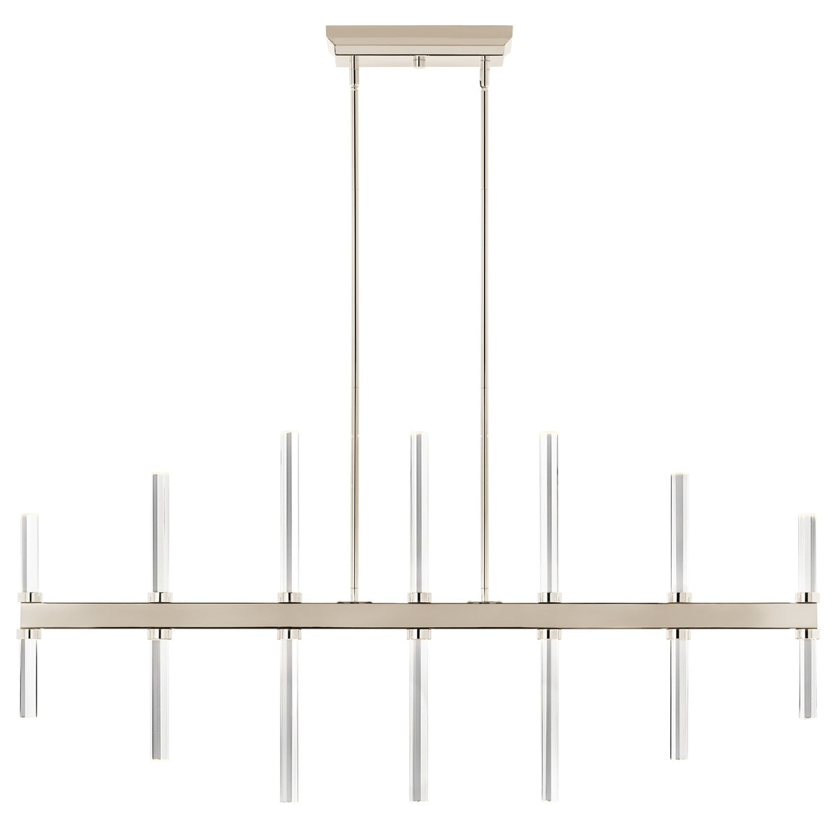 Kichler Sycara 48in 14-Light Linear Chandelier | Polished Nickel Steel and Clear Optical Crystal | Dining Room & Kitchen Island | Model 52670PN