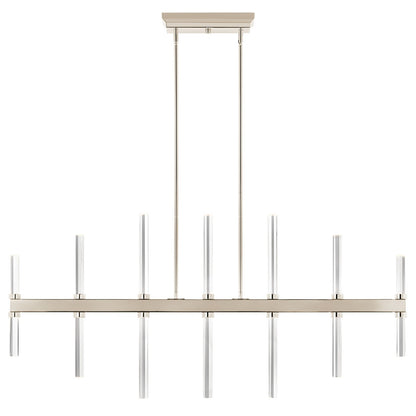 Kichler Sycara 48in 14-Light Linear Chandelier | Polished Nickel Steel and Clear Optical Crystal | Dining Room & Kitchen Island | Model 52670PN