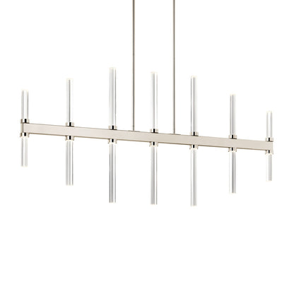 Kichler Sycara 48in 14-Light Linear Chandelier | Polished Nickel Steel and Clear Optical Crystal | Dining Room & Kitchen Island | Model 52670PN