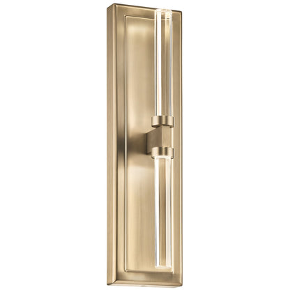 Kichler Sycara 19in 2-Light Wall Sconce | Champagne Bronze Steel and Clear Optical Crystal | Bedroom & Hallway Accent | 5 x 19 in | Model 52671CPZ