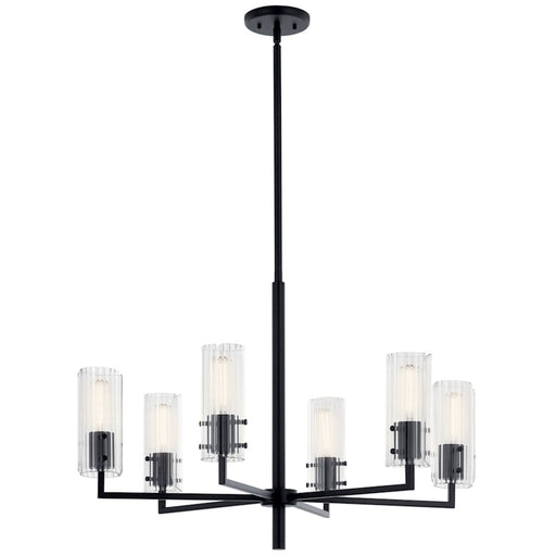 Kichler Velestino 6Lt Round 21.25" Chandelier 1 Tier MED, Black Fluted - 52679BK