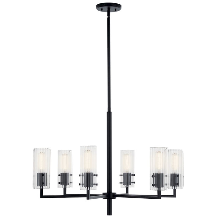 Kichler Velestino 6Lt Round 21.25" Chandelier 1 Tier MED, Black Fluted