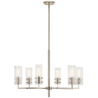 6 Light Chandelier, Medium, Nickel Flute