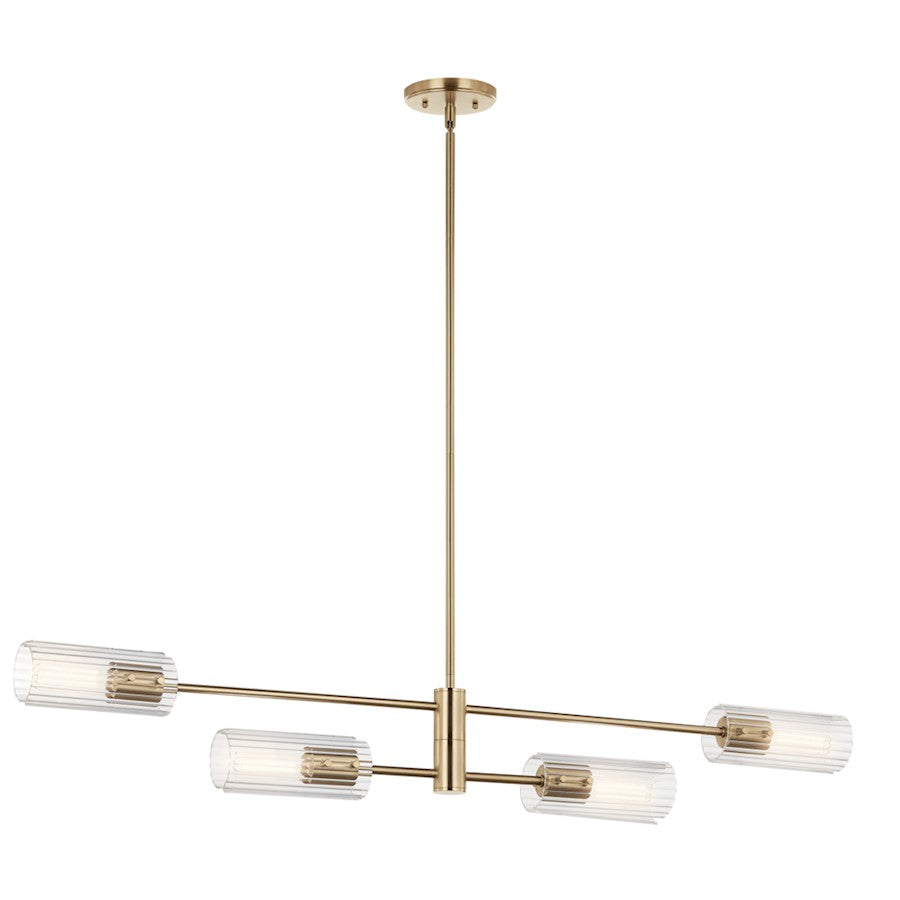 Kichler Velestino 4Lt Linear 7" Chandelier Single, Bronze Fluted - 52681CPZ