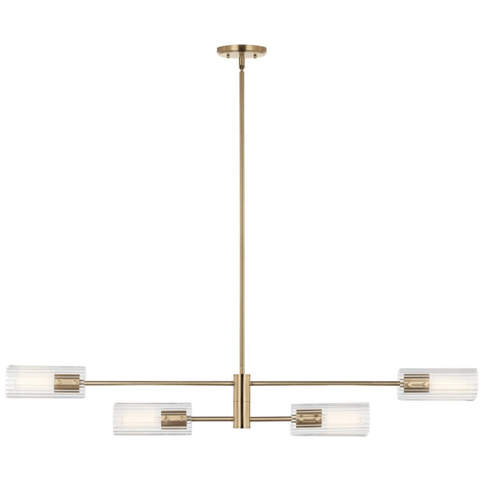 Kichler Velestino 4Lt Linear 7" Chandelier Single, Bronze Fluted