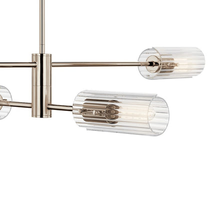 4 Light Linear 7" Chandelier Single, Nickel