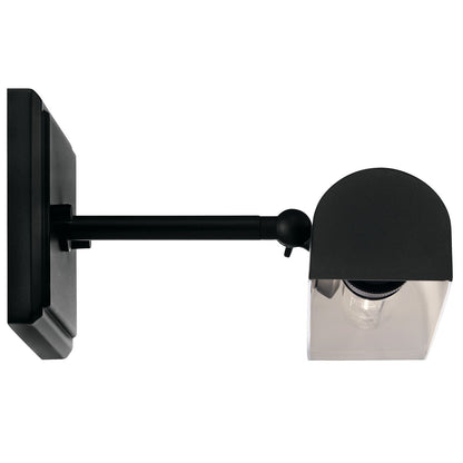 Kichler Carston 12in 1-Light Wall Sconce | Traditional Black Steel with Adjustable Shade | Bedroom & Hallway Accent | Model 52684BK