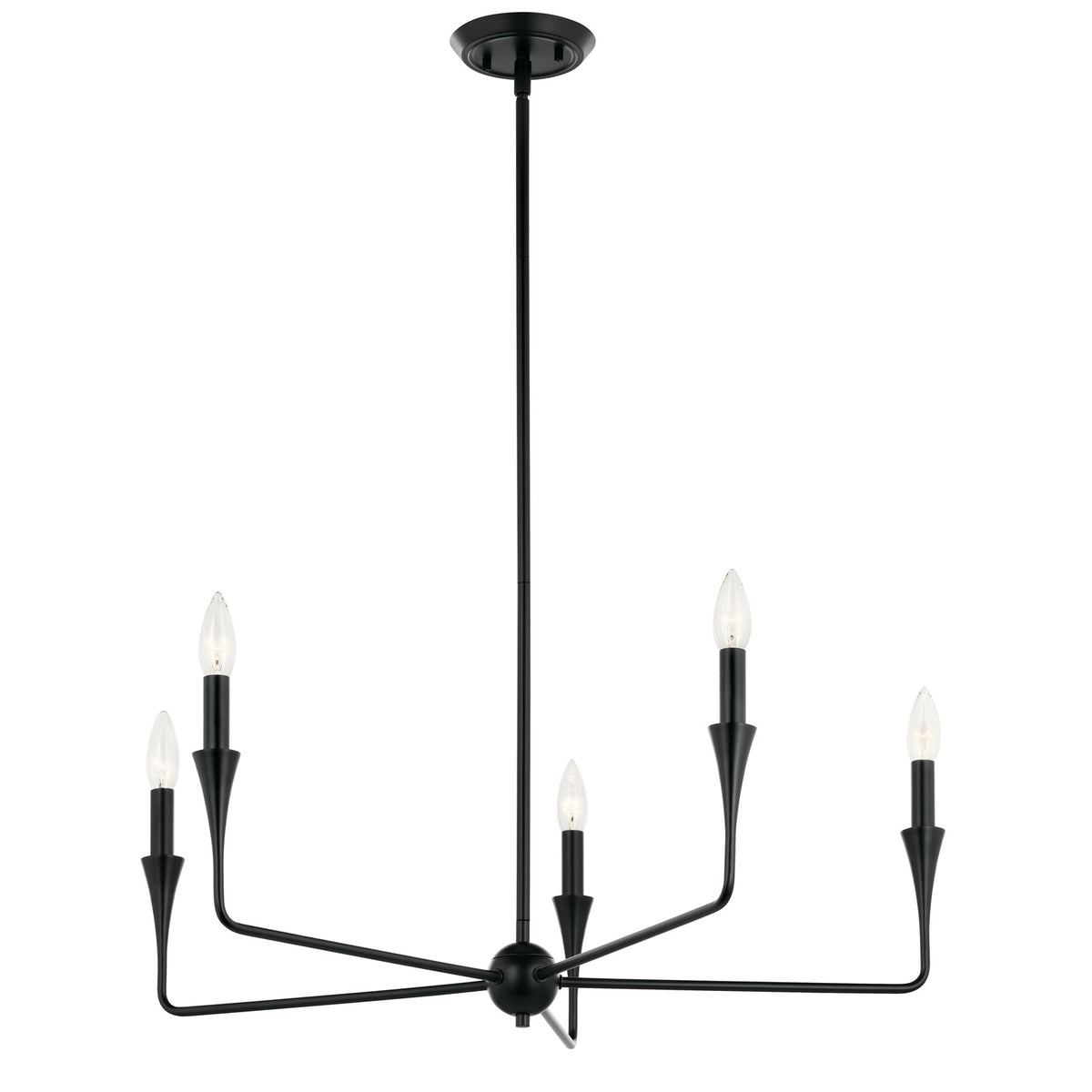 Kichler Alvaro 19in 5-Light Chandelier | Soft Modern Black Steel | Dining Room & Living Room | 19 in H | Model 52689BK