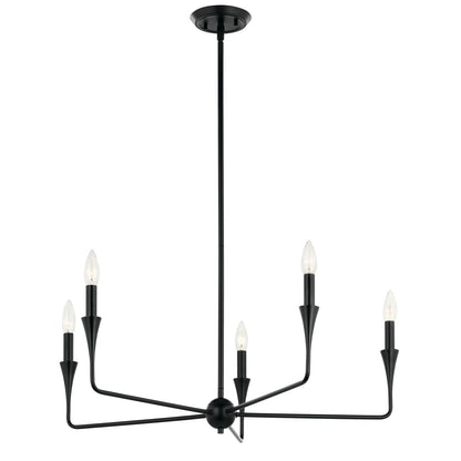 Kichler Alvaro 19in 5-Light Chandelier | Soft Modern Black Steel | Dining Room & Living Room | 19 in H | Model 52689BK