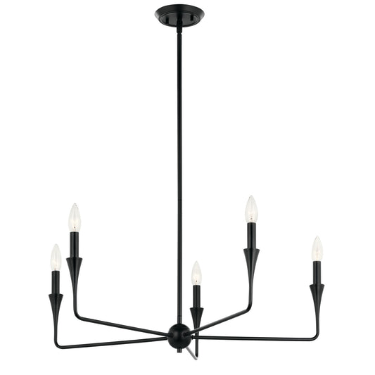 Kichler Alvaro 19in 5-Light Chandelier | Soft Modern Black Steel | Dining Room & Living Room | 19 in H | Model 52689BK