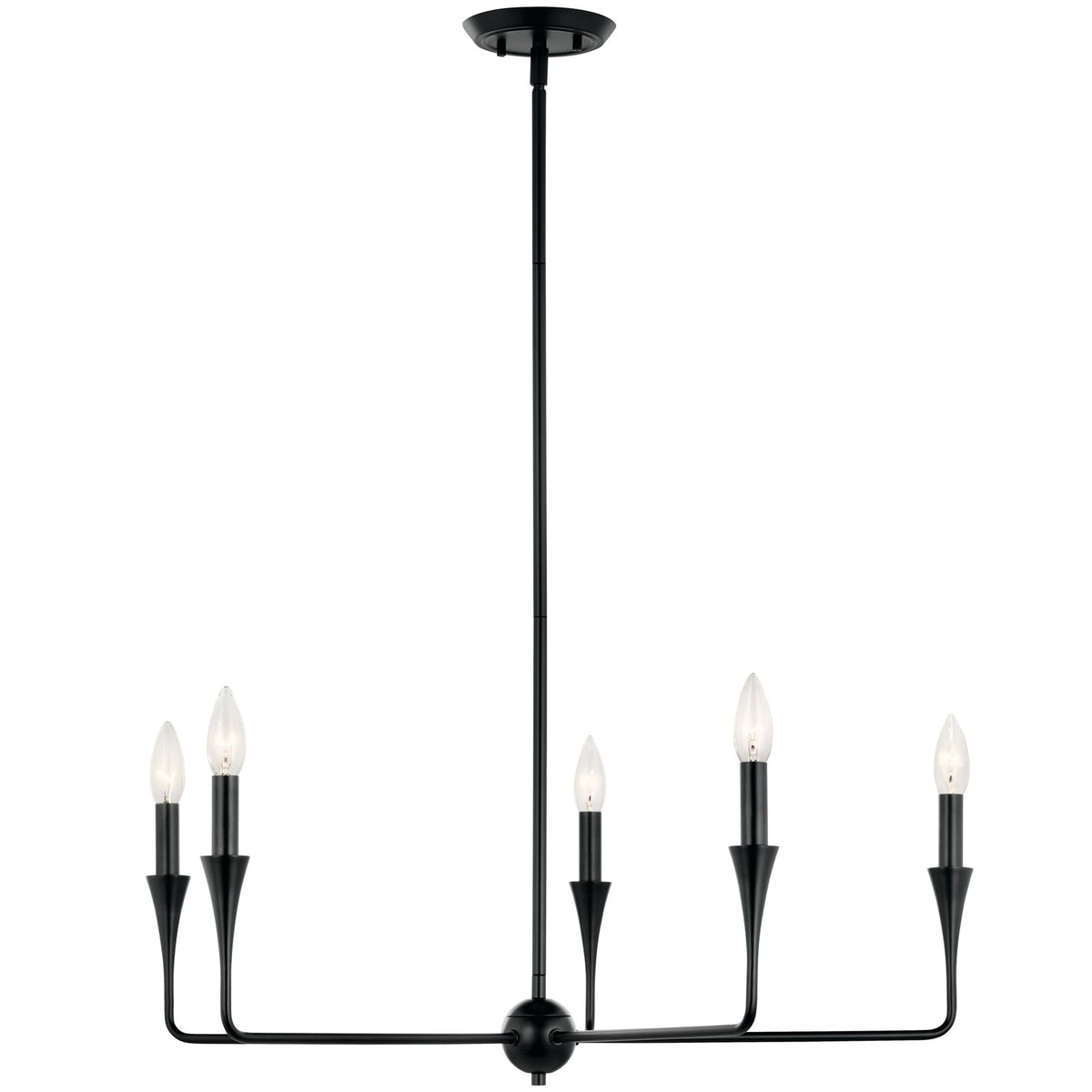 Kichler Alvaro 19in 5-Light Chandelier | Soft Modern Black Steel | Dining Room & Living Room | 19 in H | Model 52689BK