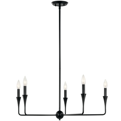 Kichler Alvaro 19in 5-Light Chandelier | Soft Modern Black Steel | Dining Room & Living Room | 19 in H | Model 52689BK