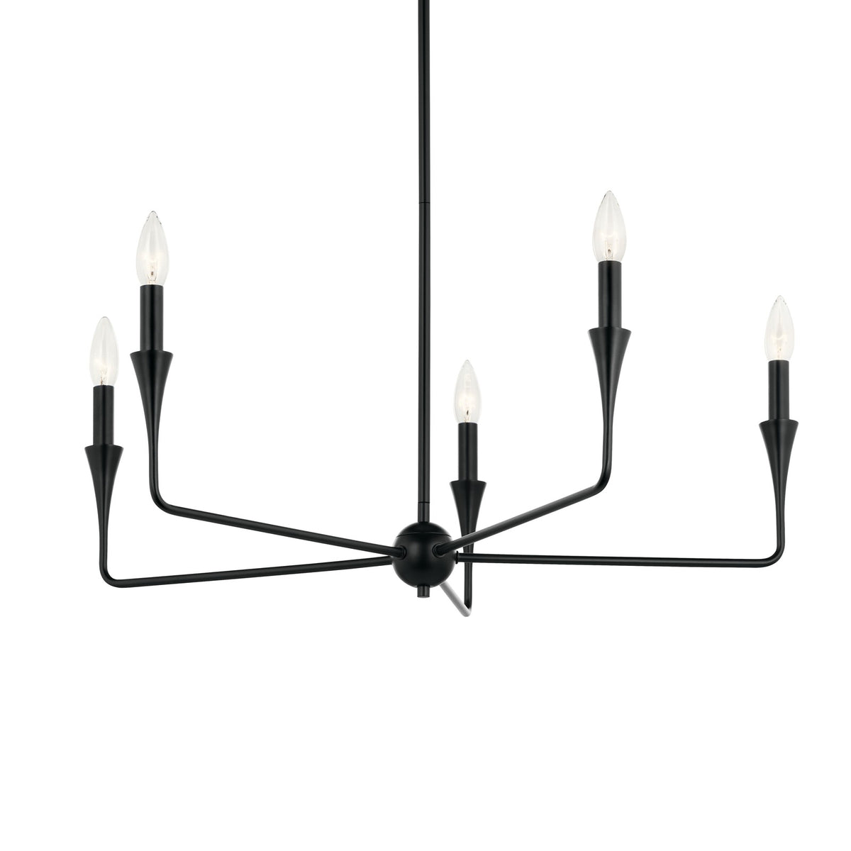 Kichler Alvaro 19in 5-Light Chandelier | Soft Modern Black Steel | Dining Room & Living Room | 19 in H | Model 52689BK
