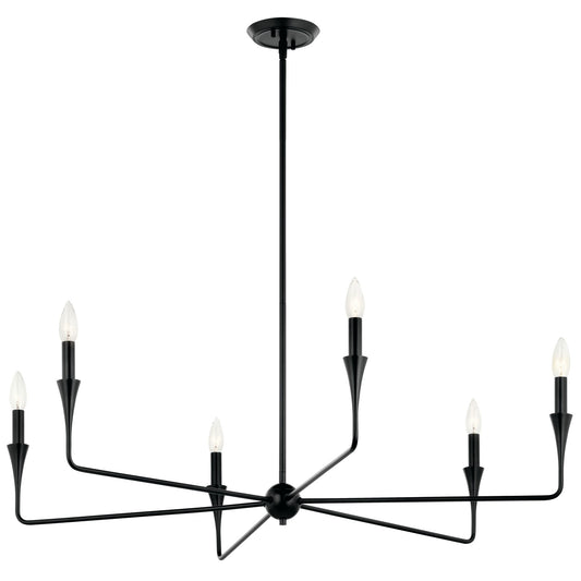 Kichler Alvaro 19in 6-Light Chandelier | Modern Black Steel | Dining Room & Living Room | 19.25in H | Model 52690BK