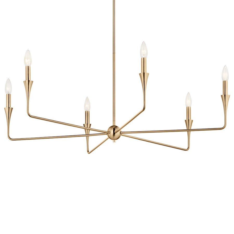 Kichler Alvaro 6-Light Chandelier | Champagne Bronze Steel | Dining Room & Living Room | 19 in H, Dimmable | Model 52690CPZ