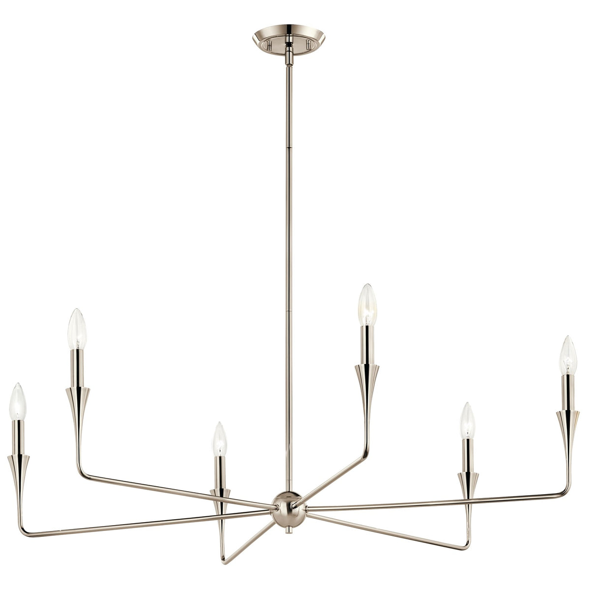 Kichler Alvaro 19in 6-Light Chandelier | Modern Polished Nickel Steel | Dining Room & Living Room | 19 in H | Model 52690PN