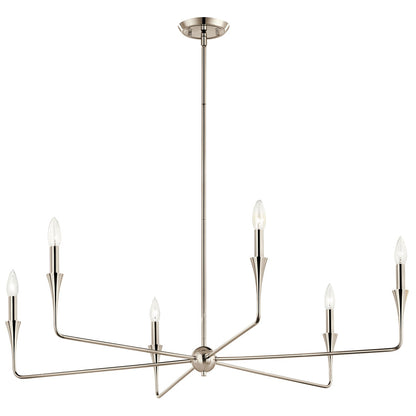 Kichler Alvaro 19in 6-Light Chandelier | Modern Polished Nickel Steel | Dining Room & Living Room | 19 in H | Model 52690PN