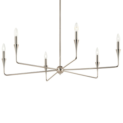 Kichler Alvaro 19in 6-Light Chandelier | Modern Polished Nickel Steel | Dining Room & Living Room | 19 in H | Model 52690PN