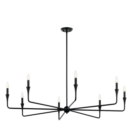 Kichler Alvaro 23in 8-Light Chandelier | Black Steel Tapered Arms | Dining Room & Living Room | 23 in H | Model 52691BK