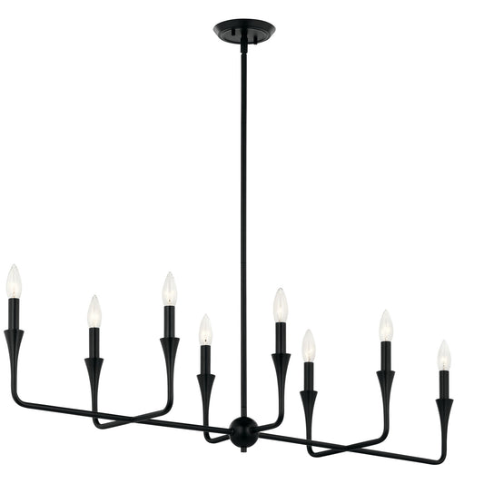 Kichler Alvaro 45in 8-Light Linear Chandelier | Black Steel | Dining Room & Living Room | 45.5 x 11.5 x 24.25 in | Model 52693BK