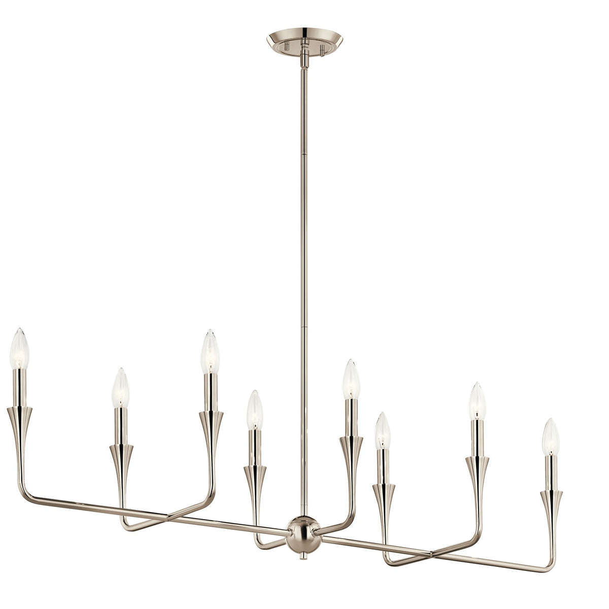 Kichler Alvaro 45in 8-Light Linear Chandelier | Modern Polished Nickel Steel | Dining Room & Kitchen Island | 45.5 x 11.5 x 24.25 in | Model 52693PN