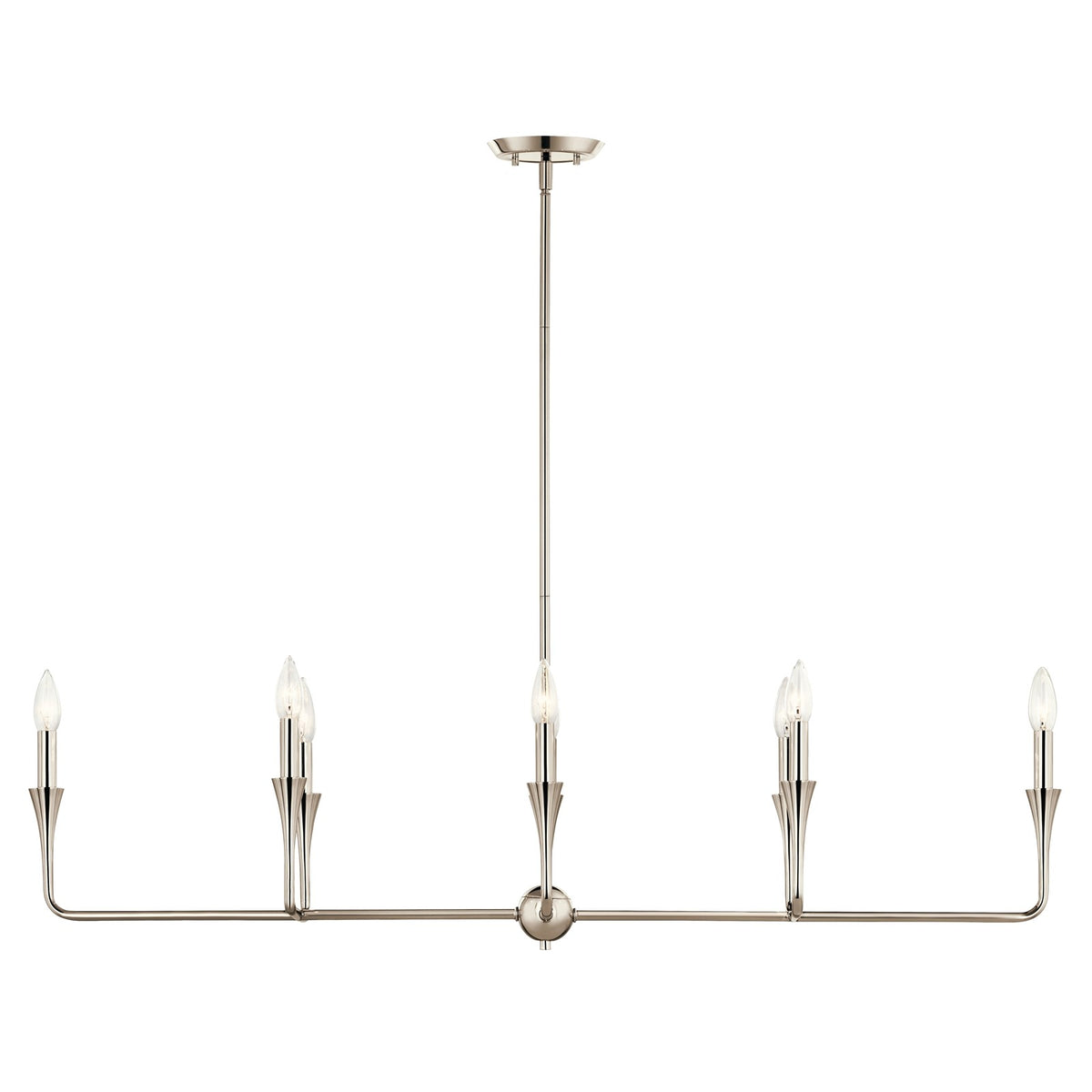 Kichler Alvaro 45in 8-Light Linear Chandelier | Modern Polished Nickel Steel | Dining Room & Kitchen Island | 45.5 x 11.5 x 24.25 in | Model 52693PN